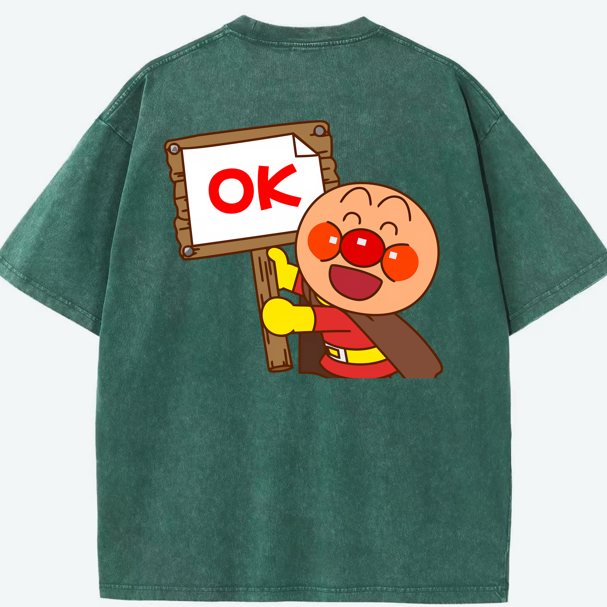 （画像用） アンパンマン Anpanman 綿100% ヴィンテージ風 半袖Tシャツ（背面プリント）